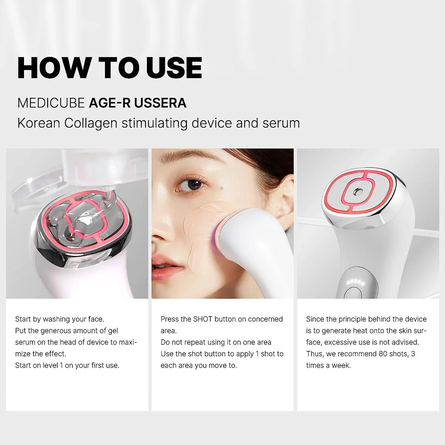 Age-R USSERA Facial Treatment Device - At-Home Skin Care Device for Collagen Stimulation Wrinkle Reduction, and Youthful Complexion - Korean Skin Care